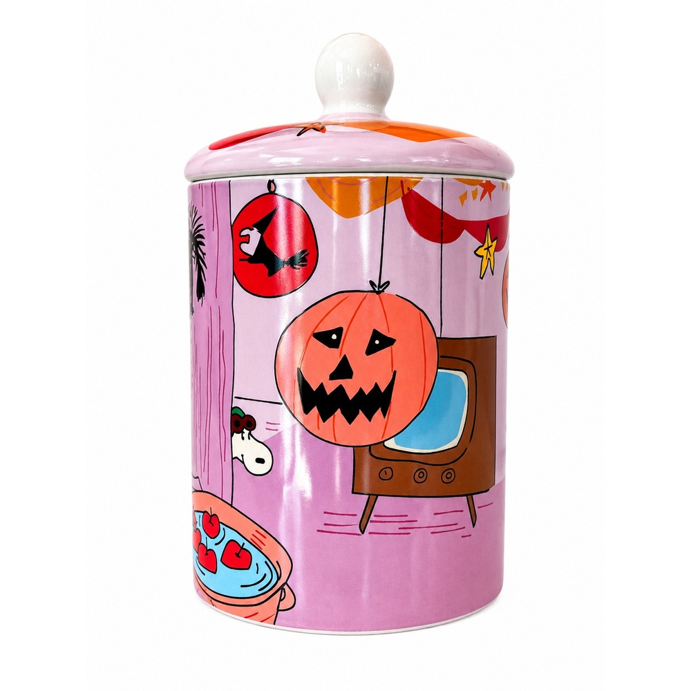 Peanuts Gang Snoopy Pink Halloween Party Ceramic Candy or Cookie Jar Canister - Picture 3 of 4